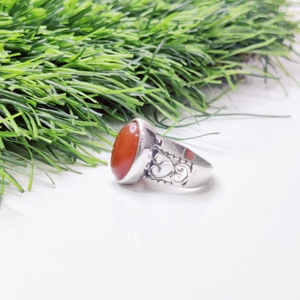 แหวนเงิน Carnelian Cabochon แหวนเงินดีไซน์เนอร์แหวนน้ำหนักเบา - Product Image 2