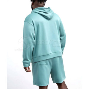 Hoodies Short Set Haute Qualité Coton Blanc À Capuche Et Shorts Ensemble Surdimensionné Drop Shoulder Hommes sweats à capuche avec short assorti ensemble - Product Image 2