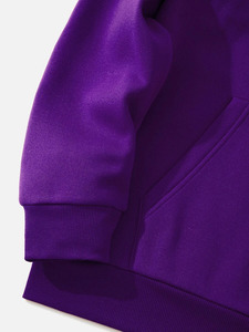 Sudadera con Capucha Extra Grande Morada para Hombre, Informal, de Color Sólido, de Algodón French Terry, con Cordón Ajustable, Bolsillos y Manga Larga, para Otoño - Product Image 4