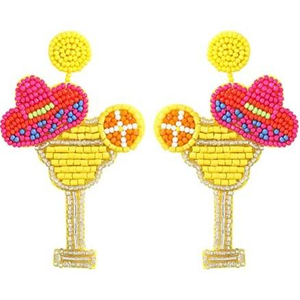 Pendientes de cuentas de semillas Pendientes hechos a mano bordados con forma de gota multicolor de la India Joyería de moda para mujeres y niñas - Product Image 3