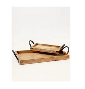 Venta al por mayor de bandejas de secado de madera con mango de metal para dulces, verduras, postres, bandeja de exhibición de alta calidad, superventas - Product Image 5