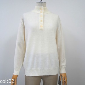 Online High-Neck Premium Wool Sweater for Ladies Branded Custom Light <b>Weight</b> Knitted Casual Button Decoration for Bulk Orders - Product Image 2