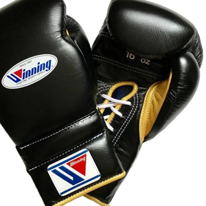Gants de boxe à lacets Winning, noir et or, cuir véritable de qualité supérieure, gants d'entraînement et de combat professionnels, 8oz 10oz 12oz 14oz 16oz - Product Image 4