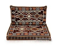 Housse de coussin de sol turque géométrique orientale tissée et brodée pour une personne (rembourrage en mousse PE, matière polyester/coton)