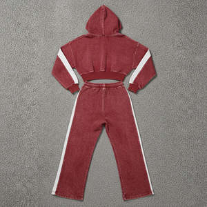 Survêtements personnalisés en lavage à l'acide, dernier design, broderie d'hiver pour hommes et femmes, survêtement en tricot lourd de 400 g/m², design de créateur - Product Image 2