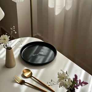 ถาดโลหะสำหรับเสิร์ฟอาหารรูปวงรีสีดำมันวาวสำหรับใช้ในบ้านโรงแรมถาดของขวัญสำหรับตกแต่งหรูหรา - Product Image 6