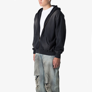 Wholesale Men's Hoodies 100% Cotton Streetwear <b>Zip</b> <b>up</b> <b>Hoodie</b> Oversized <b>Vintage</b> Heavy Weight 500gsm Acid Washed Hoodies for Man - Product Image 2