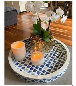 Bandeja para servir con incrustaciones de hueso hechas a mano del fabricante con patrón floral blanco Uso para decoración de mesa y servicio de catering de hotel - Product Image 3