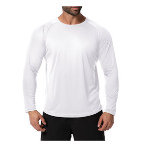 Manches longues athlétique entraînement Fitness porter personnalisé hommes T-Shirts Gym Muscle Fit blanc coton impression - Product Image 2