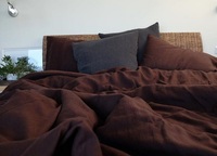 Parure de lit anti-bactérienne 100 % coton 300 fils, marron foncé, avec taies d'oreiller offertes, boutons en noix de coco, pour hôtel et maison (tailles Twin/Full/Queen/King)