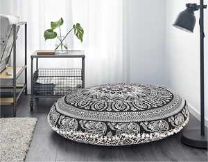 Indian Boho Meditation <b>Cushion</b> <b>Covers</b> Natural Cotton Bohemian <b>Large</b> Furniture Accent Floor Sitting Pillowcases for House Decor - Product Image 6