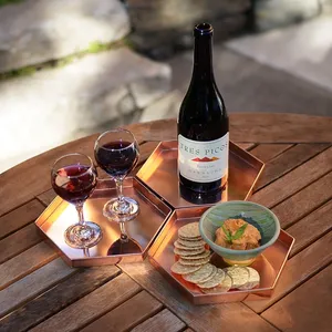 ถาดรองเสิร์ฟพร้อมที่จับทำจากทองแดงถาดรองชากาแฟในห้องครัวเหมาะสำหรับโรงแรมดีไซน์หรูหราทนทาน - Product Image 1