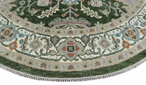 Alfombra de lana anudada a mano antigua de inspiración turca redonda verde personalizada de la mejor calidad, sala de estar alfombra para, alfombras, alfombras Oushak - Product Image 2