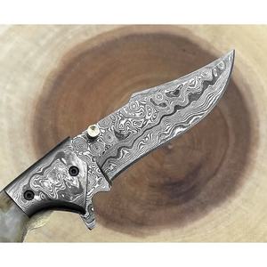 Jexmoo Couteau de poche en acier damas fait à la main personnalisé avec étui en cuir pour cadeau d'anniversaire Groomsman Present - Product Image 2