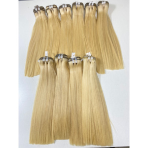 Directo de fábrica HD Front Genius Skin Weft Virgin Vietnamese Remy Human Blonde Color Sin enredos Sin cobertizo Hueso recto de alta calidad - Product Image 4