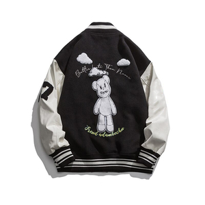 Nouveau printemps et automne surdimensionné veste de Baseball ample manches en cuir femmes manteau hommes Varsity Bomber unisexe Couple Chic rue - Product Image 2