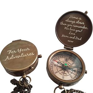 Quote <b>Engraved</b> Nautical <b>Compass</b> in Brass With Engraving Poetry Use for Outdoor Hiking or Searching Direction Tool - Product Image 6