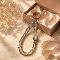 Correa de Teléfono Móvil de Metal Plateado con Diamantes, Pulsera Corta, Cordón, Llavero y Colgante, Accesorio Completo