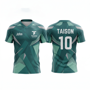 Camiseta de Rugby para Hombre, 180 GSM, Tejido Interlock de Poliéster que Absorbe la Humedad, Diseño de Paneles Verde y Blanco, Logotipo del Equipo Personalizado por Sublimación - Product Image 1