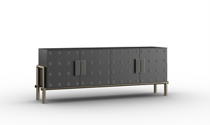 Aparador Geométrico Moderno de Lujo con 3 Puertas, Mueble de Salón con Espejos y Patas Metálicas, Venta al Por Mayor - Product Image 3