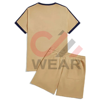Conjunto Deportivo de Verano para Hombre, Camiseta de Algodón 100% con Bloques de Color y Estampado de Letras, Pantalones Cortos Deportivos, Estilo Casual