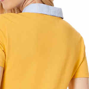 เสื้อสำหรับผู้หญิงผ้าถักสีเบจผ้าแคนวาสสารออกแบบลำลองระบายอากาศลายพื้นแขนสั้น - Product Image 4