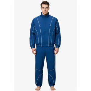 Ensemble survêtement et veste décontractée à capuche en deux pièces pour homme, coupe-vent de sport en polyester/coton, personnalisable pour l'hiver - Product Image 1
