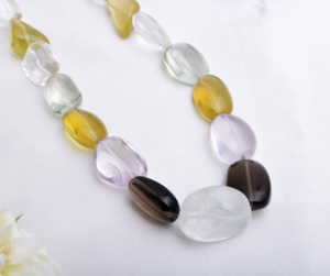 Multiple Gemstone Plain Tumble Necklace l 18 Inches Natural Mixed Gems Smooth Tumbles For Fine Jewelry Making <b>Top</b> Quality - Product Image 6