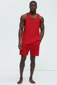 Vêtements de détente d'été vintage personnalisés pour hommes Vêtements pour hommes Ensemble gilet et short 100% coton respirant Ensemble de vêtements de nuit pour hommes - Product Image 3