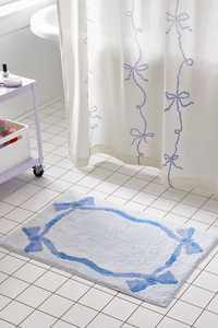 Lace Bow Floral Pattern Modern Luxury Rectangle Cotton Bath Mat with TPR Backing <b>Machine</b> Made & Eco-Friendly - Product Image 5
