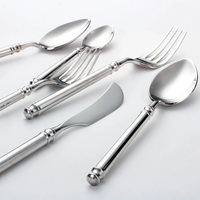 Offre Spéciale – Ensemble de Couverts de Luxe Royal en Métal Réutilisable, Plaqué Argent et Or Rose, 5 Pièces en Acier Inoxydable, Finition Poli Miroir – Idéal pour Offrir