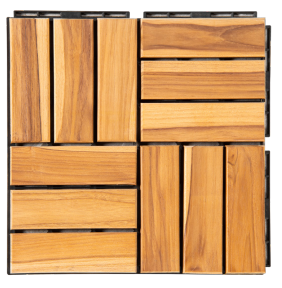 Azulejos de cubierta de madera entrelazados de Acacia de 12 listones de 12 'x 12 ''de alta calidad para muebles de exterior, suelos de balcón, ABC DIY hecho - Product Image 3