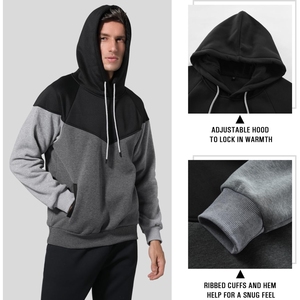 <b>Men's</b> Winter Casual 100% Cotton Regular Fit <b>Fleece</b> Hoodie <b>Black</b> Pullover Embroidered Custom Logo Print OEM Supply ODM - Product Image 4
