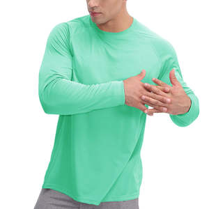 Diseña tu propia camiseta de pesca de poliéster Upf 50 en blanco para hombre, venta al por mayor, manga larga deportiva amarilla neón sin marca - Product Image 5