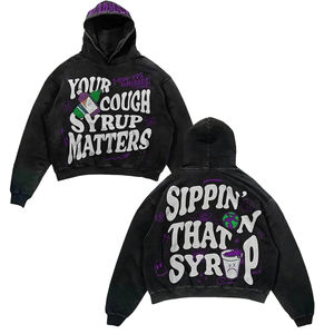 Latest Design Screen Printed Oversized <b>Hoodie</b> for Men's New Trendy Black Color Screen Printed Drop Shoulder <b>Thermal</b> <b>Hoodie</b> - Product Image 1