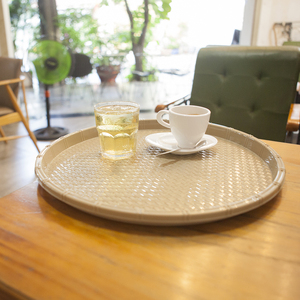 ถาดพลาสติกกันลื่นสำหรับร้านอาหารโรงแรมถาดเสิร์ฟชากาแฟรูปทรงกลม - Product Image 1