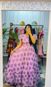 ชุดราตรีงานเลี้ยงผ้าซาตินสีม่วงหรูหราสำหรับผู้หญิงตกแต่งด้วยลูกไม้ความยาวถึงพื้นงานปาร์ตี้งานแต่งงานในฤดูใบไม้ร่วง - Product Image 4