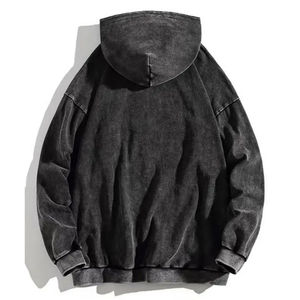 Automne hommes haute qualité à capuche 100% coton polaire cravate-teinture en détresse broderie Patch solide Anti-rides séchage rapide respirant - Product Image 6