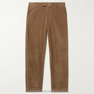 Pantalons en velours côtelé amples et droits, personnalisés OEM, unis, sans motif, pour hommes, pantalons de survêtement décontractés, lavage foncé avec décoration en dentelle - Product Image 4