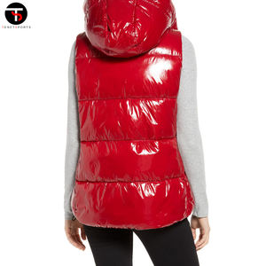 Gilet bouffant rembourré de couleur unie personnalisé vêtements pour dames veste bouffante sans manches pour femmes gilet à capuche respirant - Product Image 2