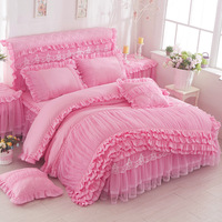 Ensemble de housse de couette à volants en dentelle, ensemble de literie romantique super doux avec jupe de lit, taies d'oreiller, fermeture éclair chic, ensemble de housse de couette