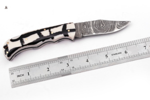 Gran oferta, cuchillo de bolsillo plegable de acero de Damasco hecho a mano personalizado, mango de madera de cuero, hermosos cuchillos para acampar al aire libre, soporte OEM - Product Image 3