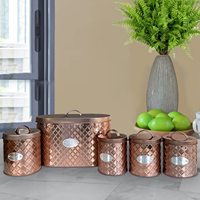 Juego de almacenamiento de alimentos de cobre para cocina, contenedor de pan, hojalata para galletas, té, café, recipiente de azúcar, Vintage, clásico, de Metal