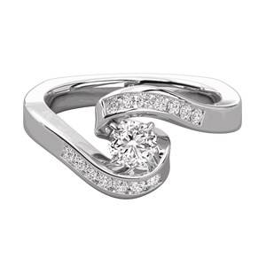 Bague solitaire à sertissage en canal avec tige torsadée en diamant rond - Product Image 1