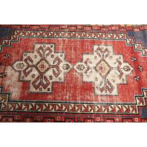 3.2x5.2 ft Vintage Rug, <b>Red</b> Ombr Turkish Rug <b>Wool</b> - Product Image 3