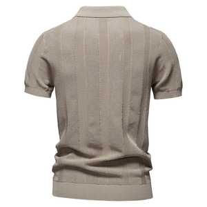 Men Polo Shirt Breathable Knit Casual Top With Turn Drown <b>Collar</b> Shirt Men Solid - Product Image 2
