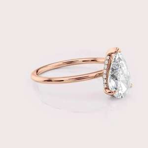 Bague solitaire en diamant de culture certifié IGI, or jaune/blanc et rose massif 9 carats - Product Image 2