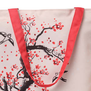Bolsas de Tela de Algodón con Estampado de Flores de Cerezo, Cierre de Cremallera, Logotipo Personalizable, Ecológicas, Portátiles, para Todas las Estaciones - Product Image 6