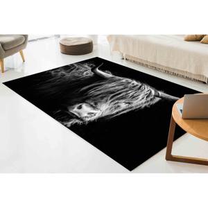 Tapis Vache des Highlands : Tapis imprimé animal motif bison, tapis fin non tissé - Product Image 4