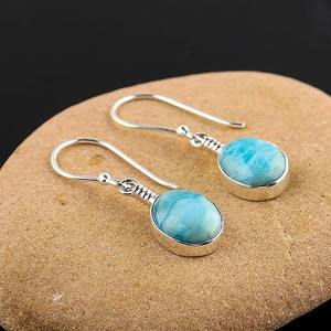 Pendientes de Larimar en Plata de Ley 925, Diferentes Formas, para Mujeres y Niñas, Pendientes Colgantes Modernos, Joyería Plateada - Product Image 2